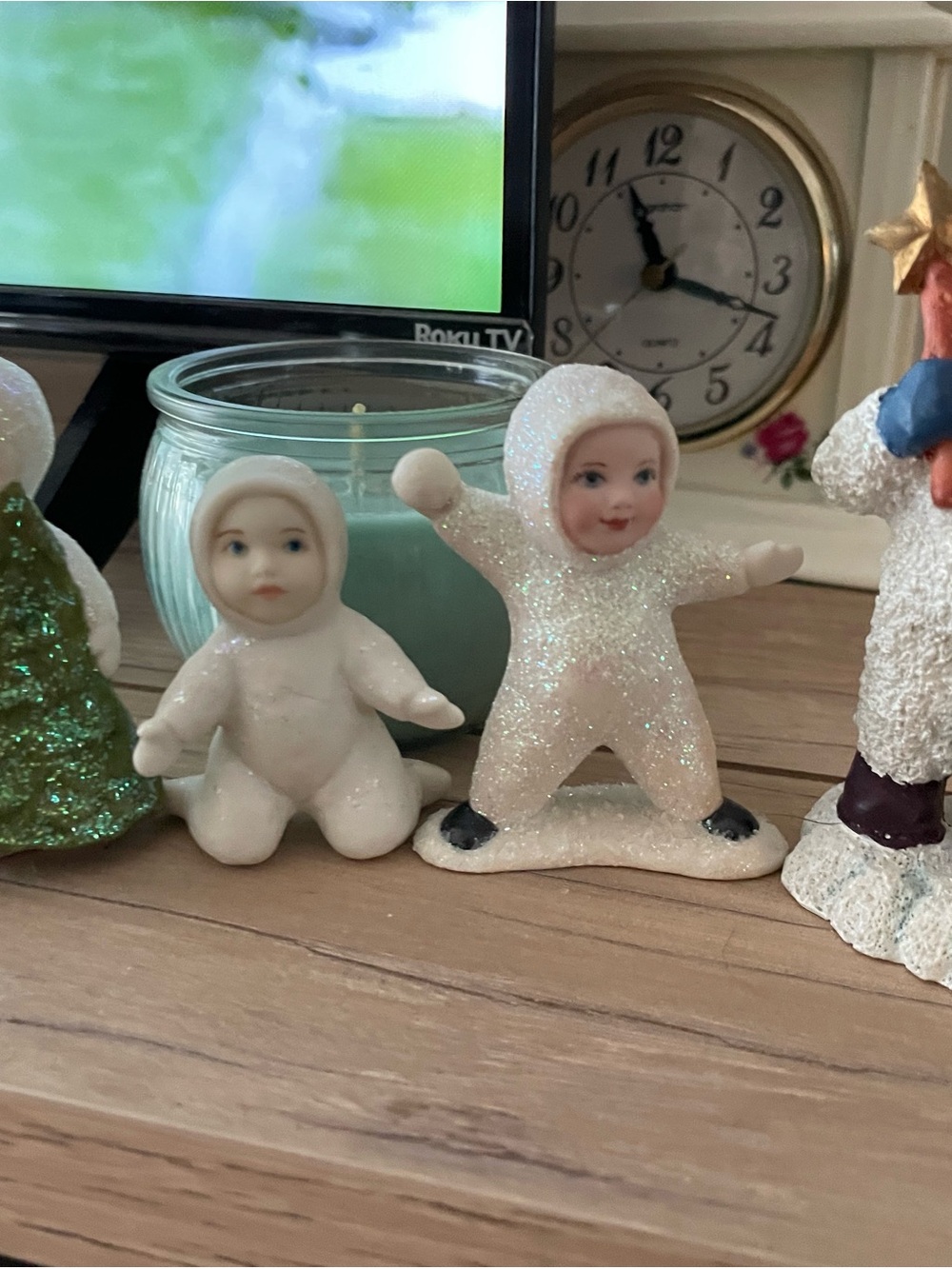 White Glitter Porcelain Baby Figurine - Holiday Home Accent